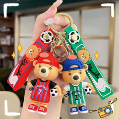 Football Bear Keychain Bag Car Key Chain Pendant Ornament