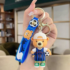 Football Bear Keychain Bag Car Key Chain Pendant Ornament