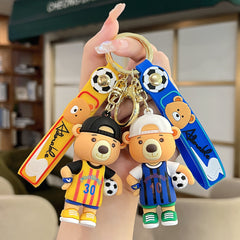 Football Bear Keychain Bag Car Key Chain Pendant Ornament