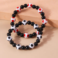 Personalized Football Bracelet Set Sporty Style Hand Accessories