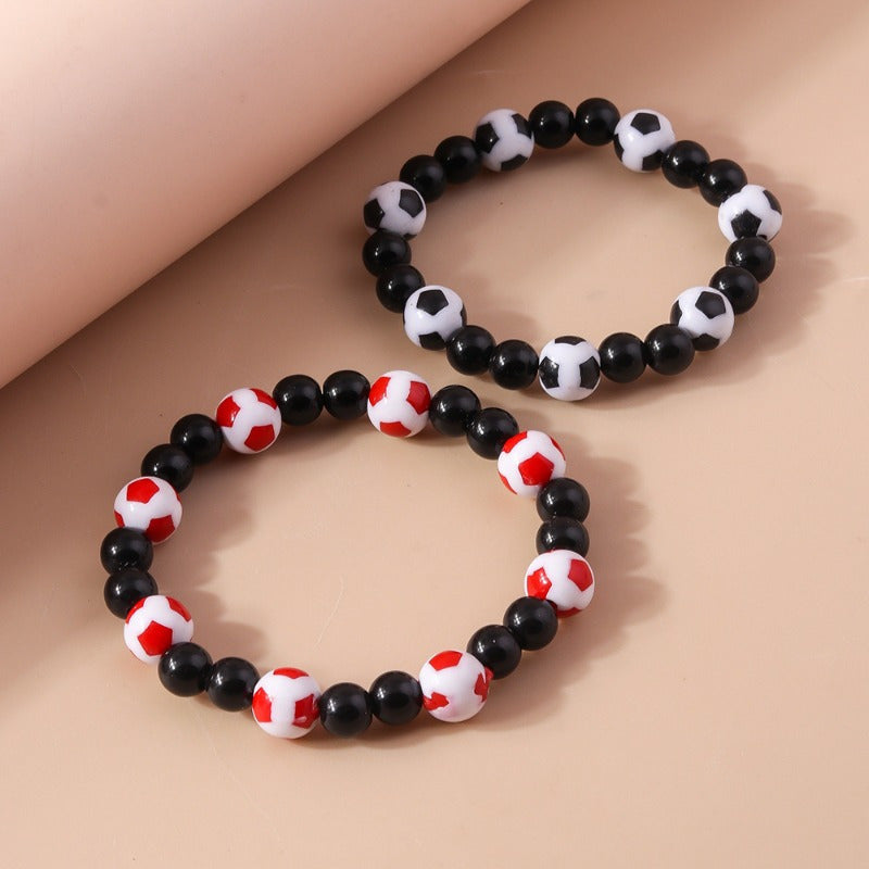 Personalized Football Bracelet Set Sporty Style Hand Accessories