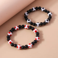 Personalized Football Bracelet Set Sporty Style Hand Accessories