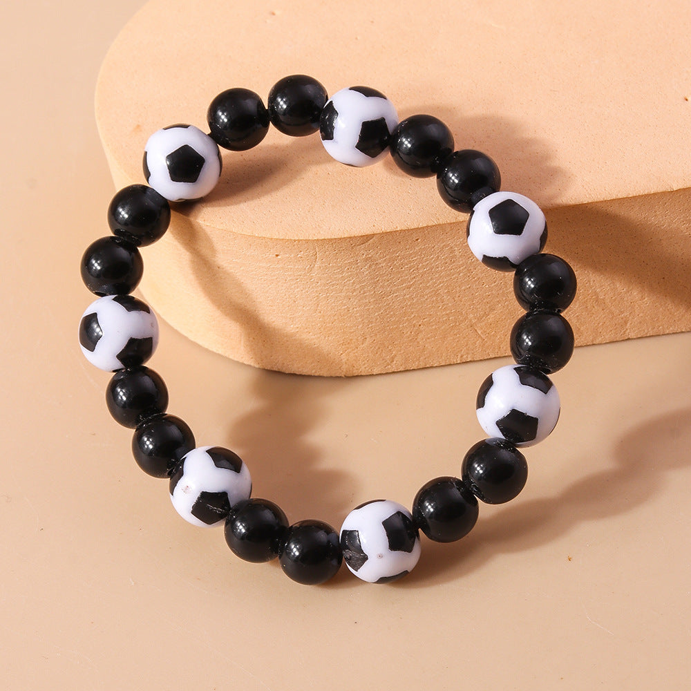 Personalized Football Bracelet Set Sporty Style Hand Accessories