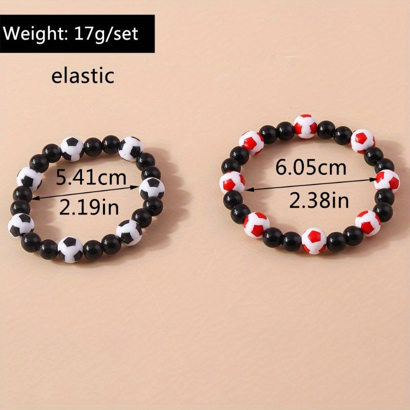 Personalized Football Bracelet Set Sporty Style Hand Accessories