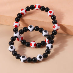 Personalized Football Bracelet Set Sporty Style Hand Accessories