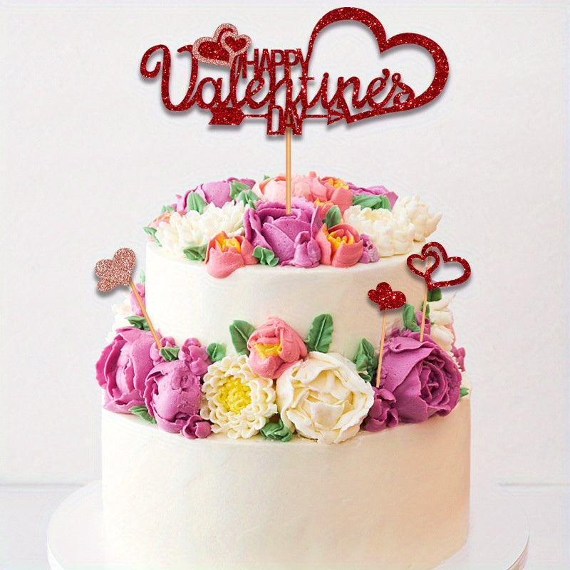 7pcs Valentines Cake Toppers Acrylic Cupcake Toppers Party Decoration