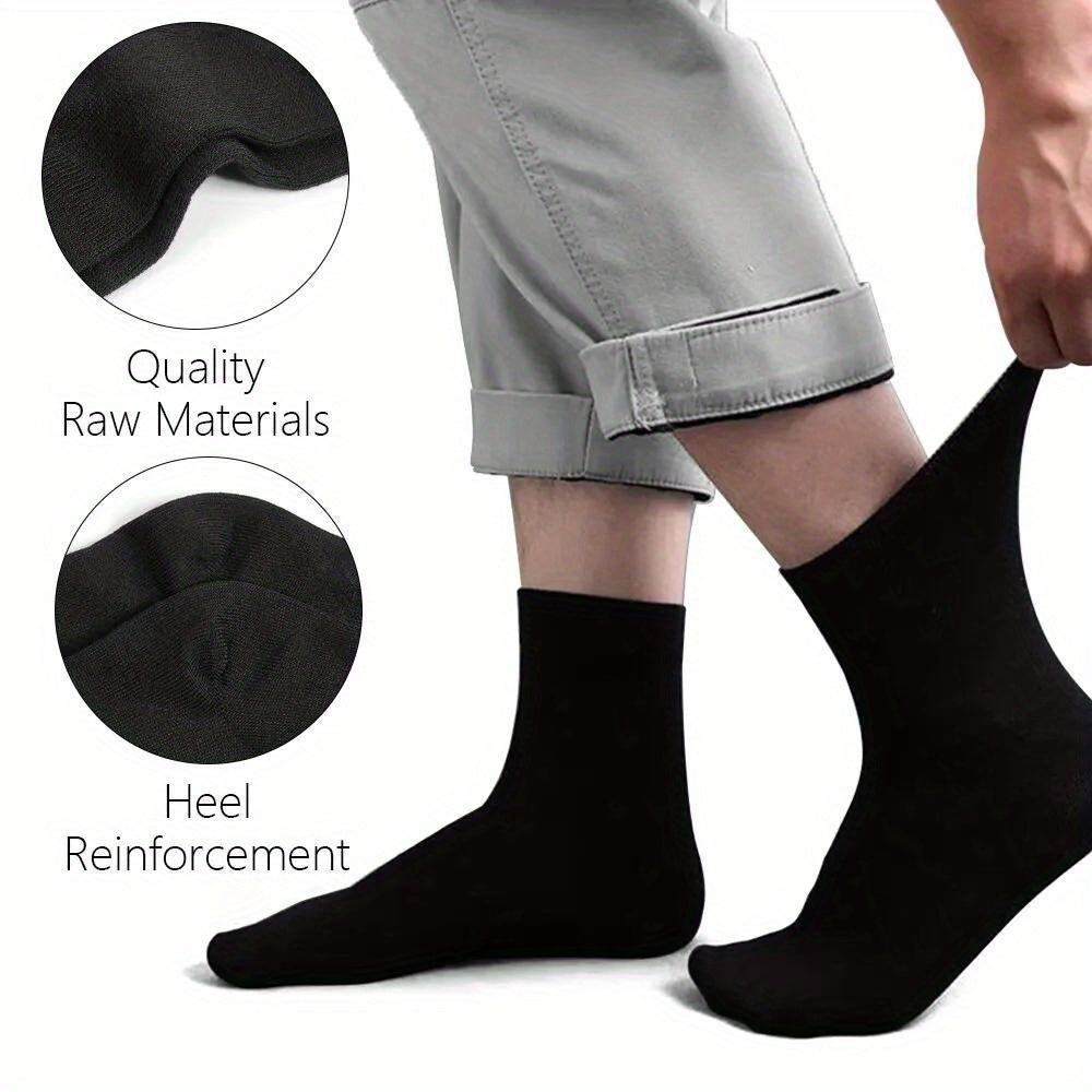 10 Pairs Men's Thin Breathable Mid Calf Business Socks
