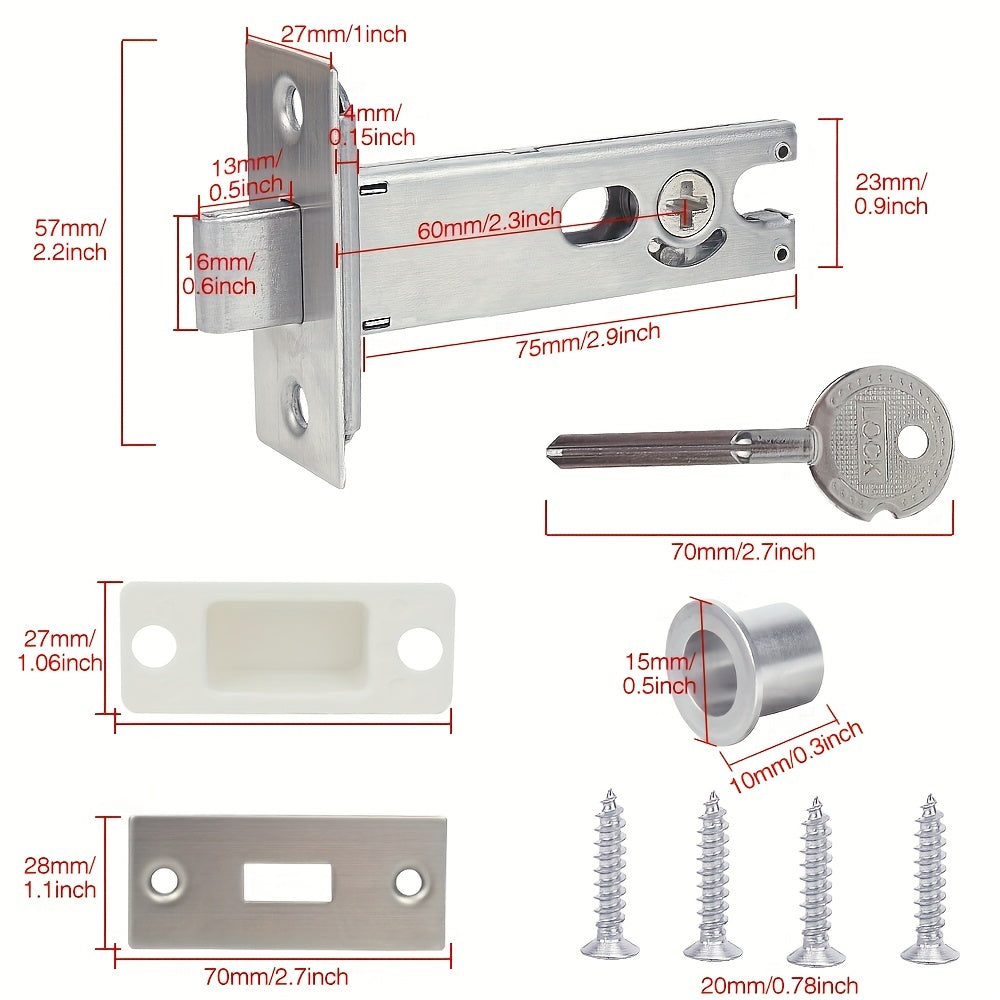 Stainless Steel Hidden Manager Fire Door Tubewell Mortise Lock Latche
