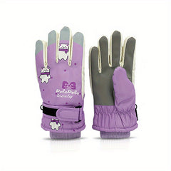 Winter Thickened Warm Gloves Windproof & Coldproof Cartoon Outdoor Skiing Gloves