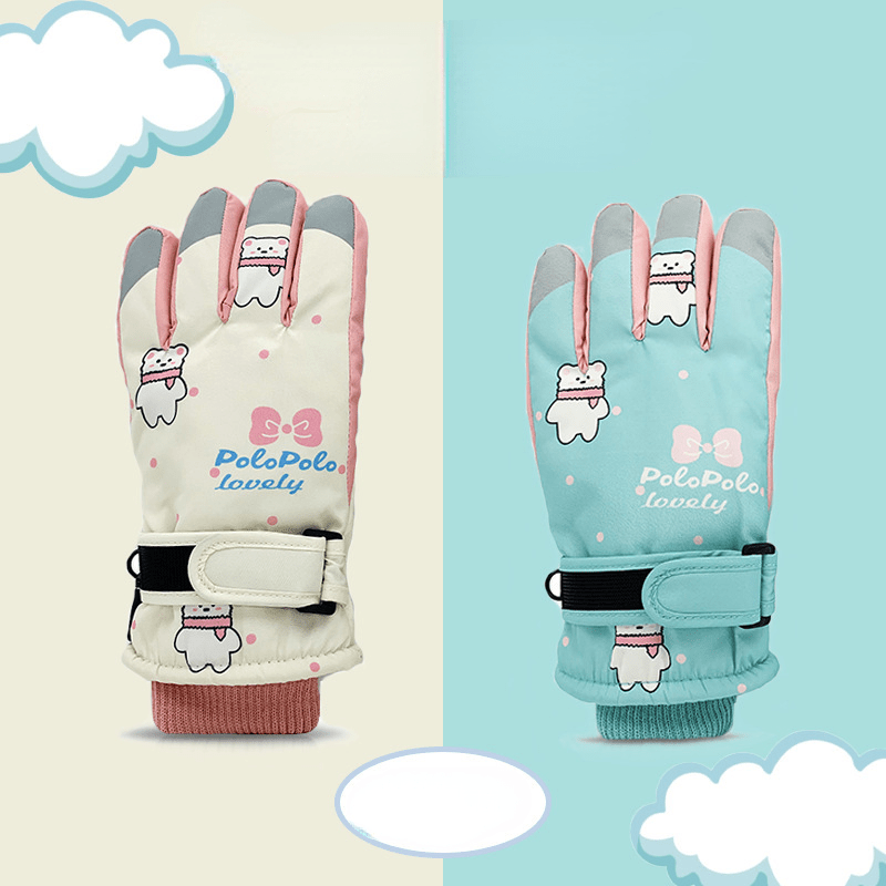 Winter Thickened Warm Gloves Windproof & Coldproof Cartoon Outdoor Skiing Gloves