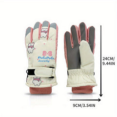 Winter Thickened Warm Gloves Windproof & Coldproof Cartoon Outdoor Skiing Gloves