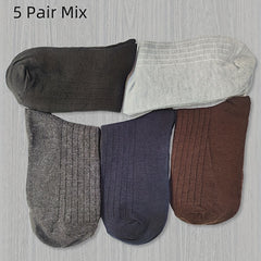 5 Pairs Men's Solid Crew Socks for Spring Mix