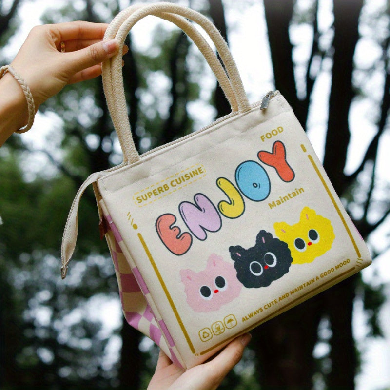 1pc Cartoon Lunch Box Bag Large Capacity Waterproof Oilproof Insulated Bag
