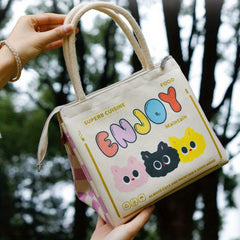 1pc Cartoon Lunch Box Bag Large Capacity Waterproof Oilproof Insulated Bag