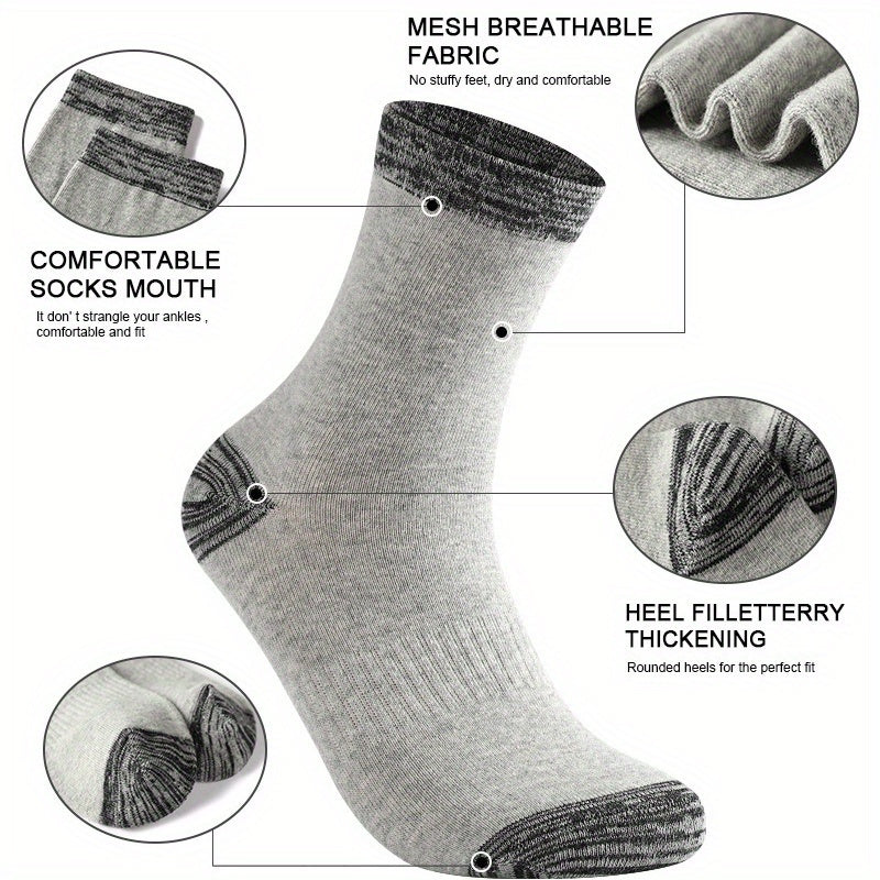 Men's Thick Sport Socks Breathable Mid Calf Basketball Socks