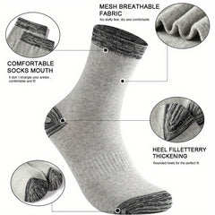 Men's Thick Sport Socks Breathable Mid Calf Basketball Socks