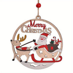 1pc Christmas Decorative Wooden Pendant Hollow Decoration