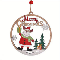 1pc Christmas Decorative Wooden Pendant Hollow Decoration