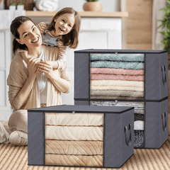 2pcs Foldable Large Capacity Storage Bags with Zipper for Clothes Quilt Blanket