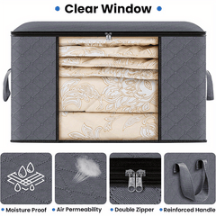 2pcs Foldable Large Capacity Storage Bags with Zipper for Clothes Quilt Blanket