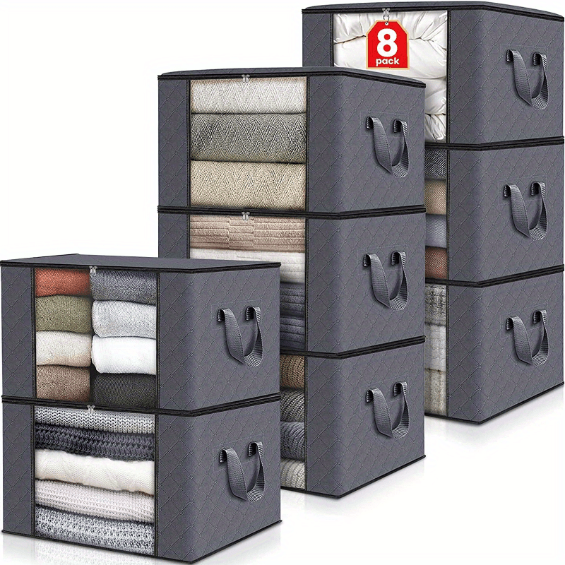 2pcs Foldable Large Capacity Storage Bags with Zipper for Clothes Quilt Blanket