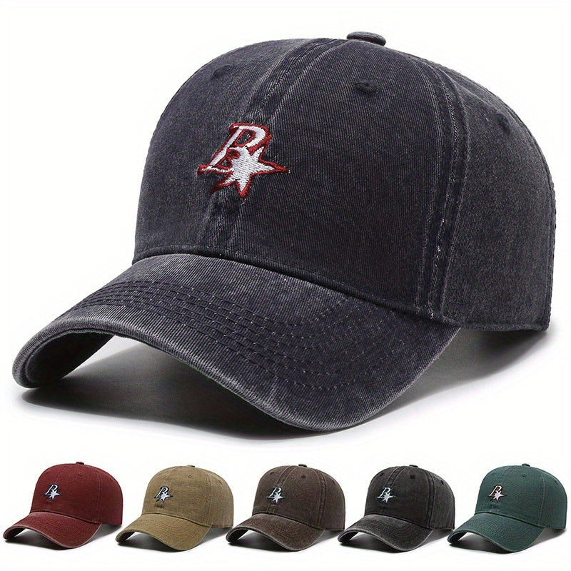 Vintage Letter Embroidered Baseball Cap Distressed Outdoor Sun Hat