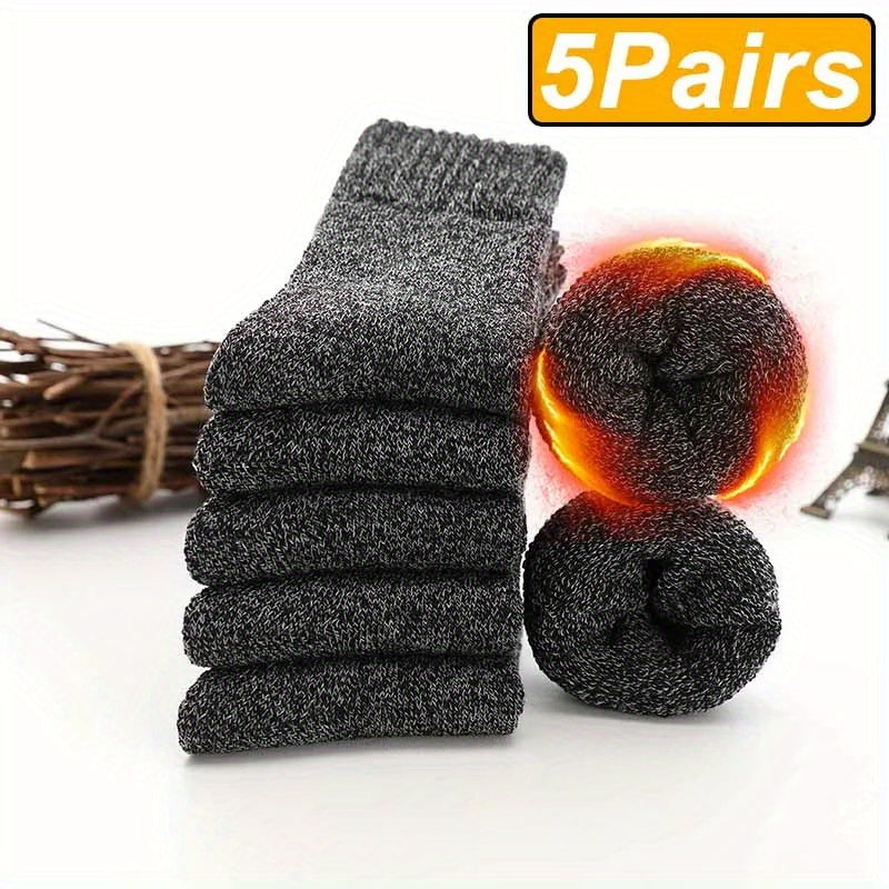 Men's Winter Warm Socks Thickened Outdoor Sports Solid Deodorant Wool Socks