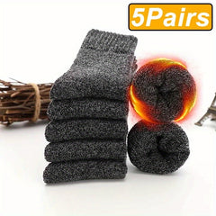 Men's Winter Warm Socks Thickened Outdoor Sports Solid Deodorant Wool Socks