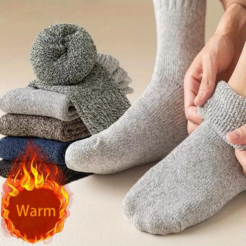 Men's Winter Warm Socks Thickened Outdoor Sports Solid Deodorant Wool Socks