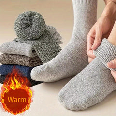 Men's Winter Warm Socks Thickened Outdoor Sports Solid Deodorant Wool Socks