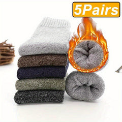 Men's Winter Warm Socks Thickened Outdoor Sports Solid Deodorant Wool Socks