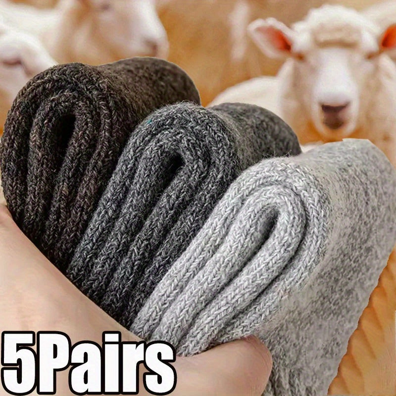 Men's Winter Warm Socks Thickened Outdoor Sports Solid Deodorant Wool Socks