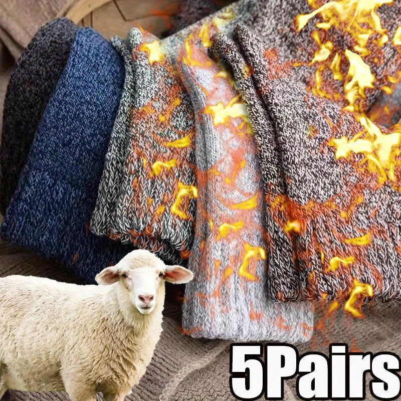 Men's Winter Warm Socks Thickened Outdoor Sports Solid Deodorant Wool Socks