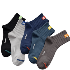5 Pairs Men's Letter Sports Socks Breathable Sweat-absorbing Deodorant Socks