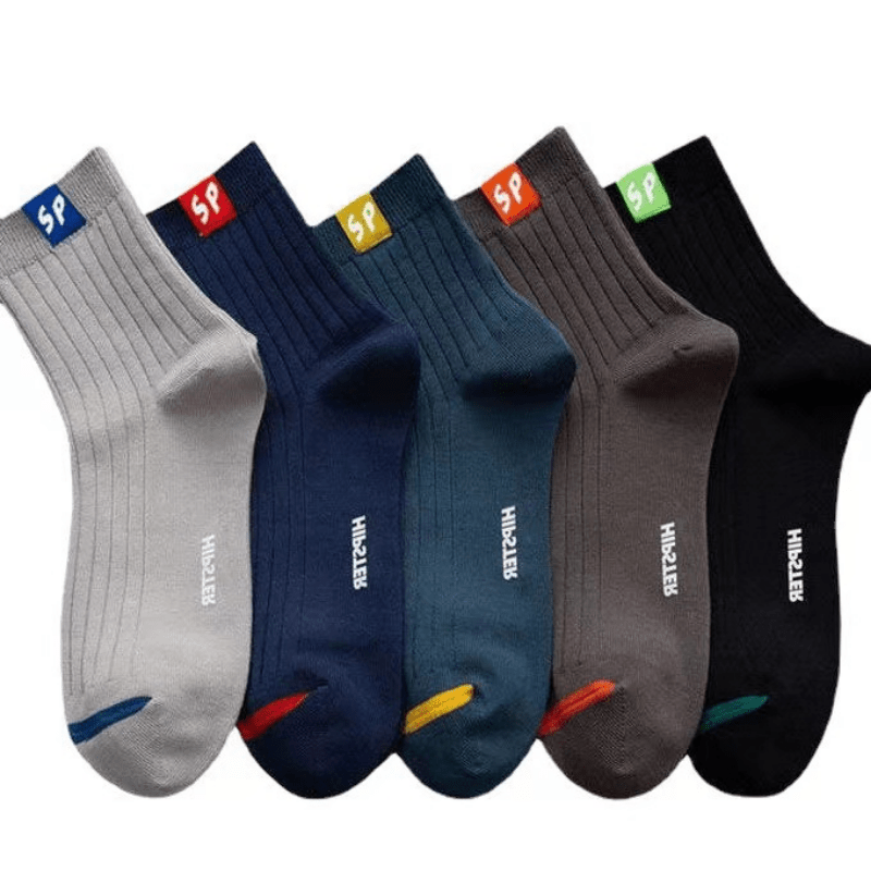 5 Pairs Men's Letter Sports Socks Breathable Sweat-absorbing Deodorant Socks