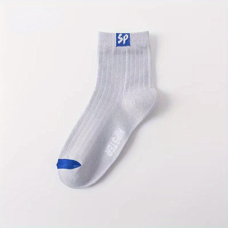 5 Pairs Men's Letter Sports Socks Breathable Sweat-absorbing Deodorant Socks