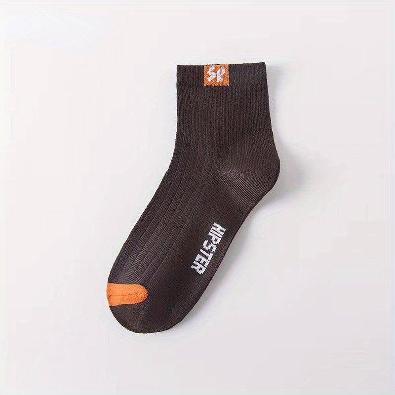 5 Pairs Men's Letter Sports Socks Breathable Sweat-absorbing Deodorant Socks