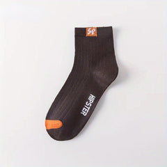 5 Pairs Men's Letter Sports Socks Breathable Sweat-absorbing Deodorant Socks