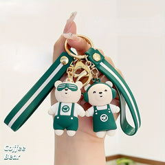 Coffee Bear Keychain Cartoon Bear Doll Pendant Bag Ornament