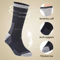 Men's Winter Wool Socks - Snow Hiking & Outdoor Sports Mid Calf Socks