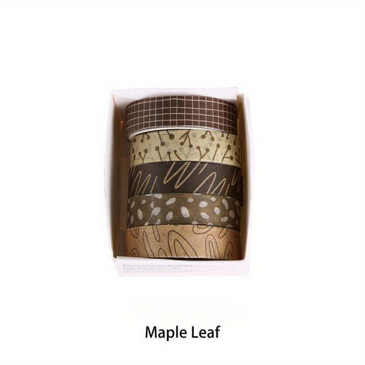 5 Rolls Retro Ledger Decorative Tape Pattern Stickers