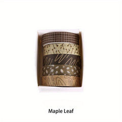 5 Rolls Retro Ledger Decorative Tape Pattern Stickers