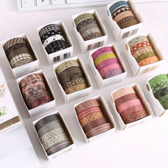 5 Rolls Retro Ledger Decorative Tape Pattern Stickers