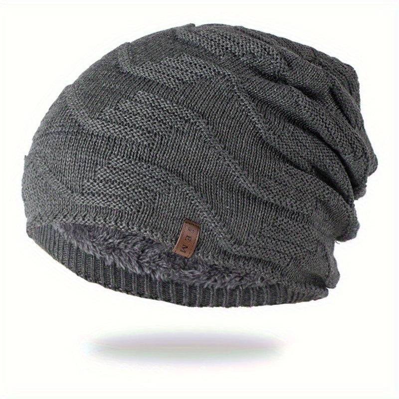 Winter Knitted Beanie Hat Thickened Velvet Ear Protection Warm Hat