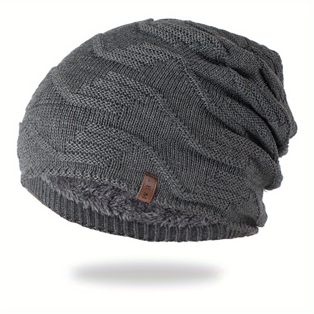 Winter Knitted Beanie Hat Thickened Velvet Ear Protection Warm Hat