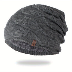 Winter Knitted Beanie Hat Thickened Velvet Ear Protection Warm Hat