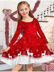 Dreamy Unicorn Pattern Long Sleeve Dress Girls Comfy Dresses