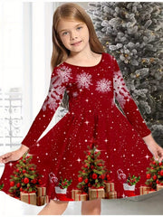 Rainbow Butterfly Long Sleeve Dress Girls Crew Neck Spring Fall