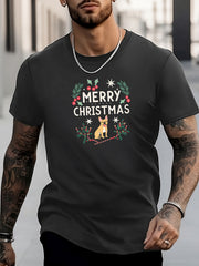 Men's Dog Pattern Shirt Casual Crew Neck Short Sleeve Tee Top