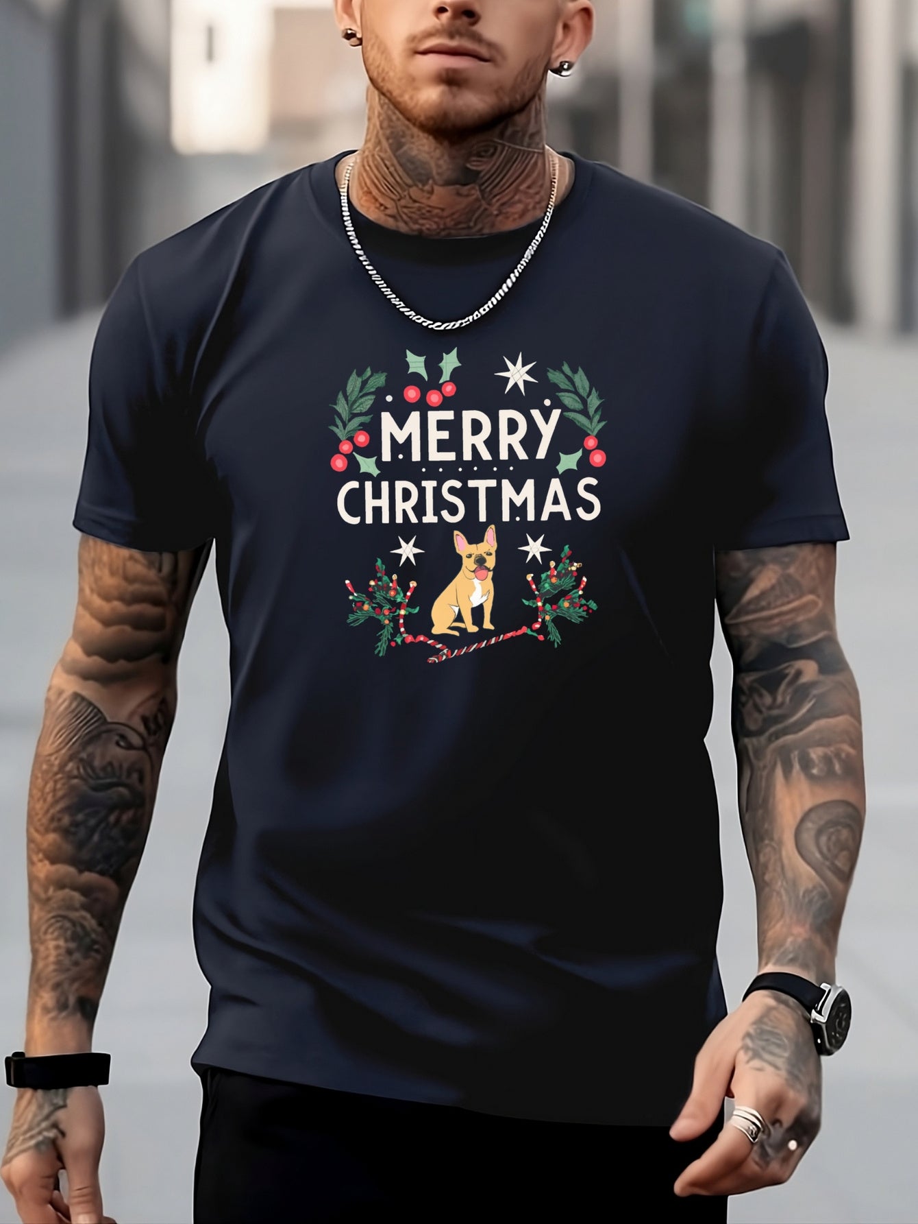 Men's Dog Pattern Shirt Casual Crew Neck Short Sleeve Tee Top